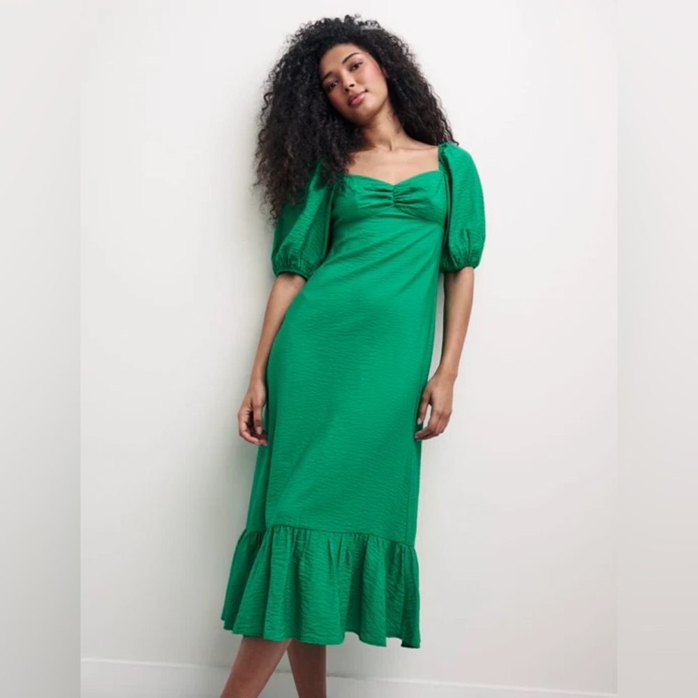 NOBODY'S CHILD Darcie Puff‎ Sleeve Dress In Green